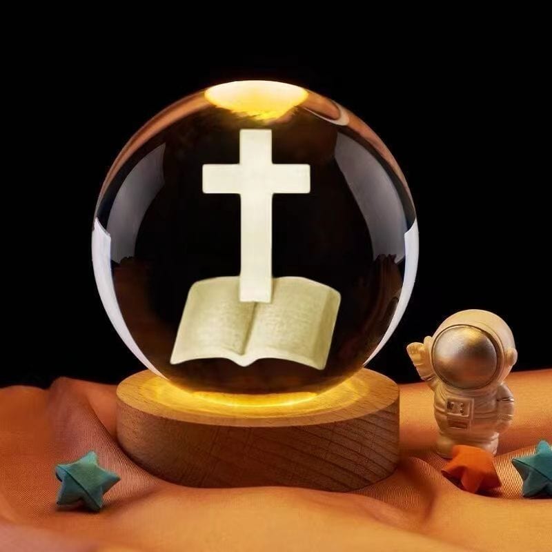 Handmade Cross Crystal Lamp (Lighting Base Included)
