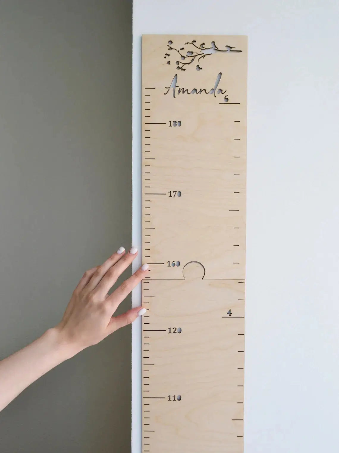Personalized Wooden Animal Pattern Growth Chart Ruler