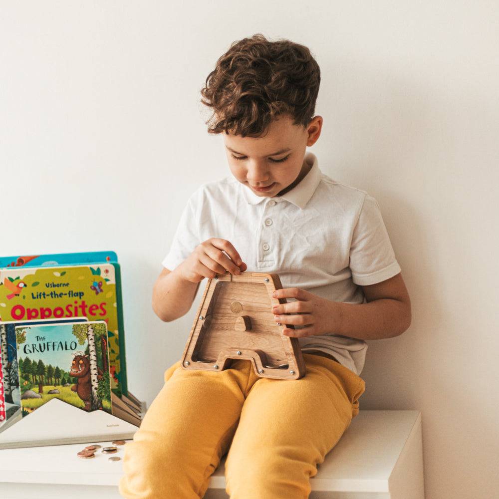Personalized Wooden Letter Piggy Bank for Kids