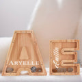 Personalized Wooden Letter Piggy Bank For Kids