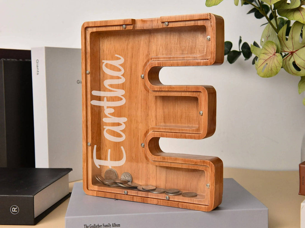 Custom Wooden Letter Piggy Bank For Boys or Girls