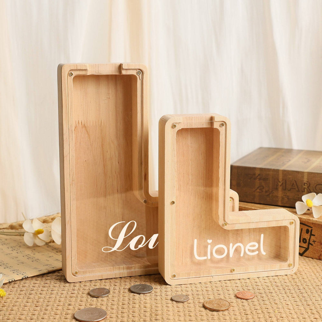 Custom Wooden Letter Piggy Bank For Kids