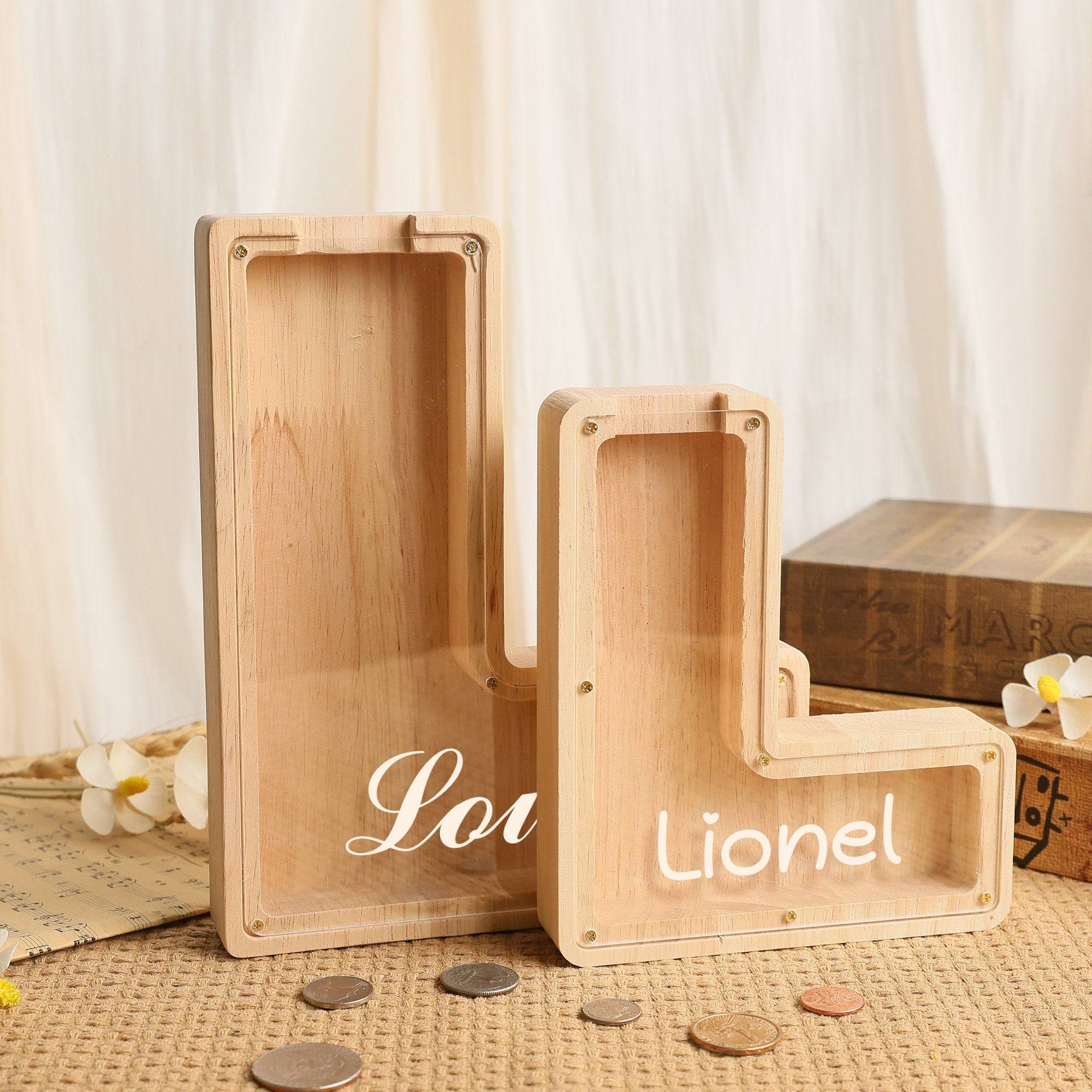 Custom Wooden Letter Piggy Bank For Kids