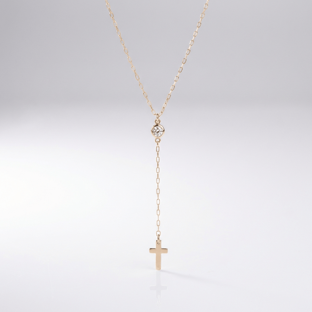 JESUS SMALL CROSS PENDANT NECKLACE