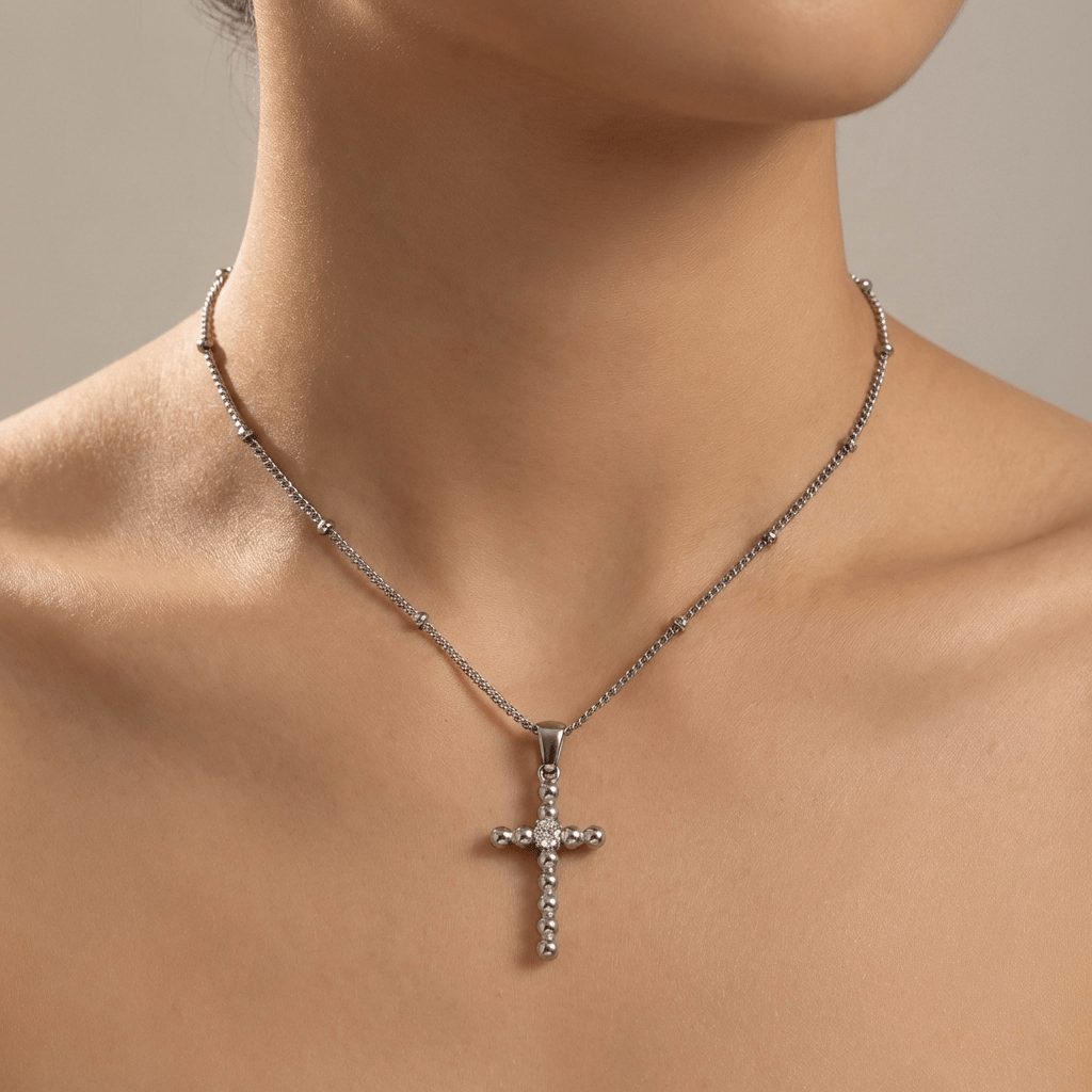 RETRO BUBBLES CROSS NECKLACE