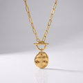 PAPERCLIP STYLE CROSS COIN NECKLACE