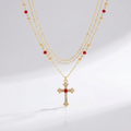 DIAMOND CROSS & COLORS NECKLACE