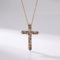 ZIRCON RAINBOW CROSS NECKLACE