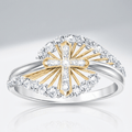 TWO-TONE CROSS SILVER RING WITH ZIRCON STONES