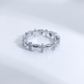 SILVER CROSS & HEARTS RING