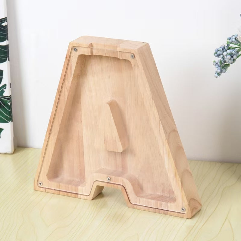 Baby Gift - Wooden Letter Piggy Bank For Kids