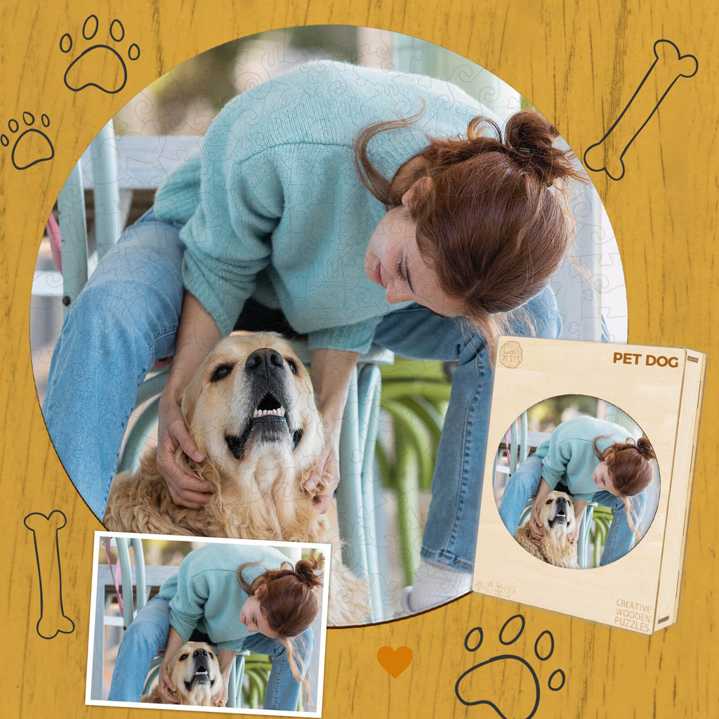 Person enjoying time with a golden retriever, showcasing love and companionship in a cozy setting.