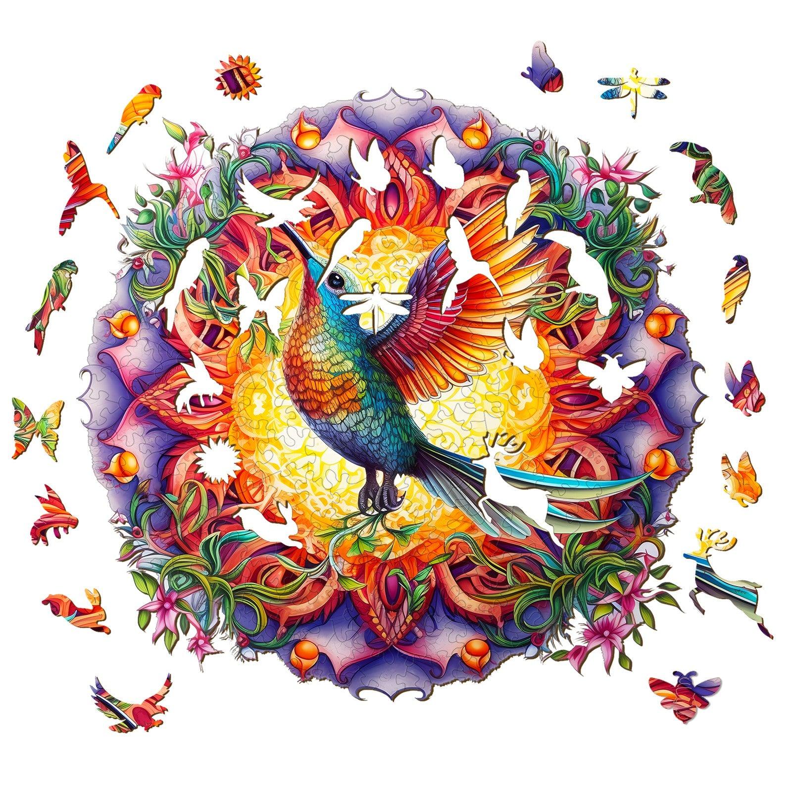 Mandala & Hummingbird 2 Wooden Jigsaw Puzzle