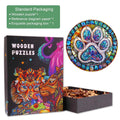 Stained glass paw prints Wooden Jigsaw Puzzle