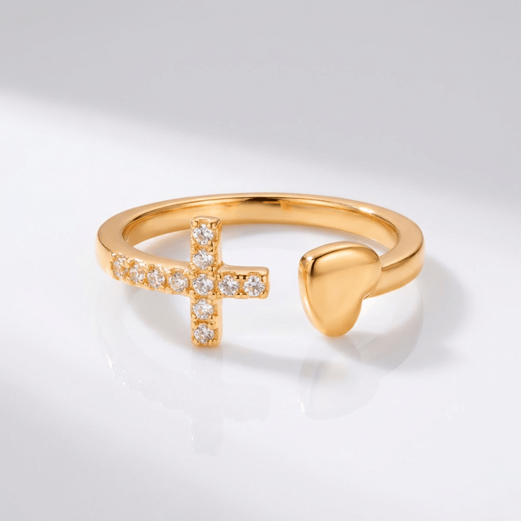 LOVE & CROSS SILVER RING